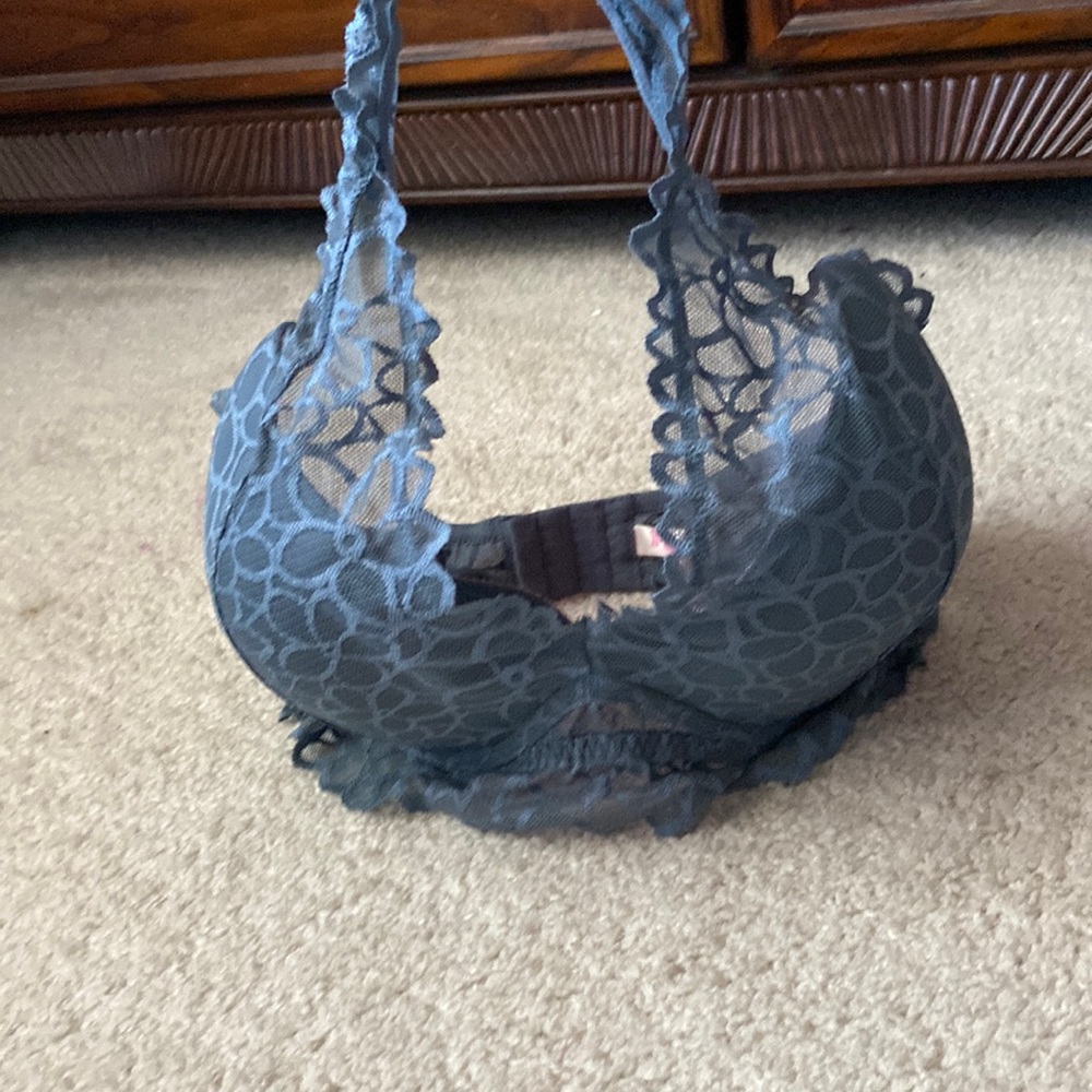 Grey floral print bra, PINK, large (DD)
